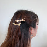2pc Minimalist Gold Bow Bobby Pin Hair Clip Set