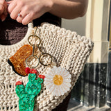 Hand-painted Daisy Bag Charm + Keychain | Eco-Friendly