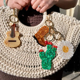 Hand-painted Daisy Bag Charm + Keychain | Eco-Friendly
