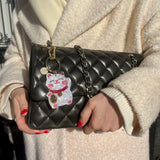 Hand-painted Lucky Cat Bag Charm + Keychain | Eco-Friendly