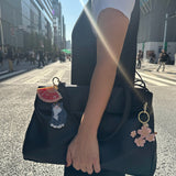 Hand-painted Cherry Blossom Bag Charm + Keychain | Eco-Friendly
