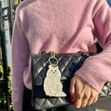 Hand-painted Persian Cat Bag Charm + Keychain | Eco-Friendly