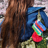 Hand-painted Book Stack Bag Charm + Keychain | Eco-Friendly