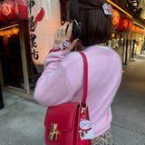 Hand-painted Lucky Cat Bag Charm + Keychain | Eco-Friendly