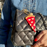 Hand-Painted Pizza Slice Bag Charm + Keychain | Eco-Friendly