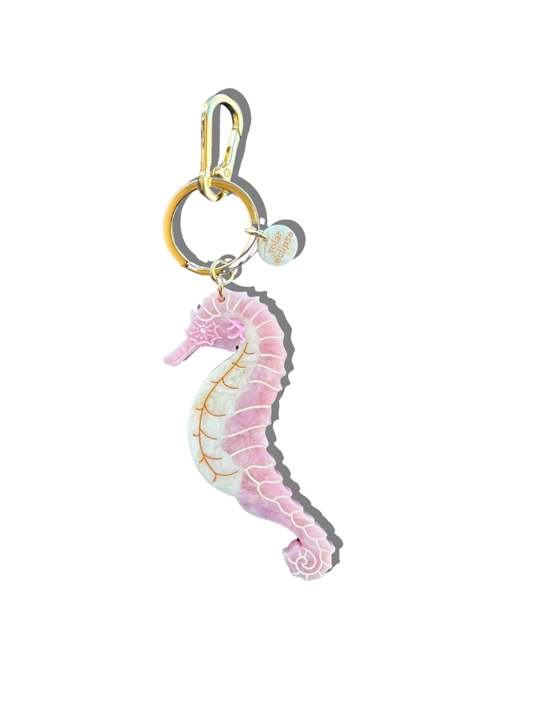 Hand-painted Seahorse Bag Charm + Keychain | Eco-Friendly