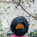 Hand-painted Bow Croissant Lay Down Claw Clip | Eco-Friendly