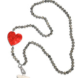 Hand-painted Red Heart Gemstone Crossbody Phone Chain