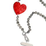 Hand-painted Red Heart Gemstone Crossbody Phone Chain