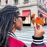 Hand-painted Bow Croissant Compact Mirror | Eco-Friendly