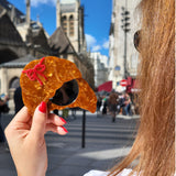 Hand-painted Bow Croissant Compact Mirror | Eco-Friendly