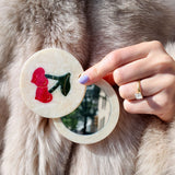 Hand-painted Cherry Hearts Compact Mirror | Eco-Friendly