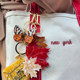 Hand-painted Maple Leaves Bag Charm + Keychain | Eco-Friendly