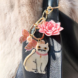 Hand-painted Origami Peony Bag Charm + Keychain