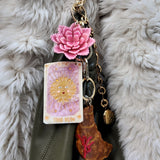Hand-painted Origami Peony Bag Charm + Keychain