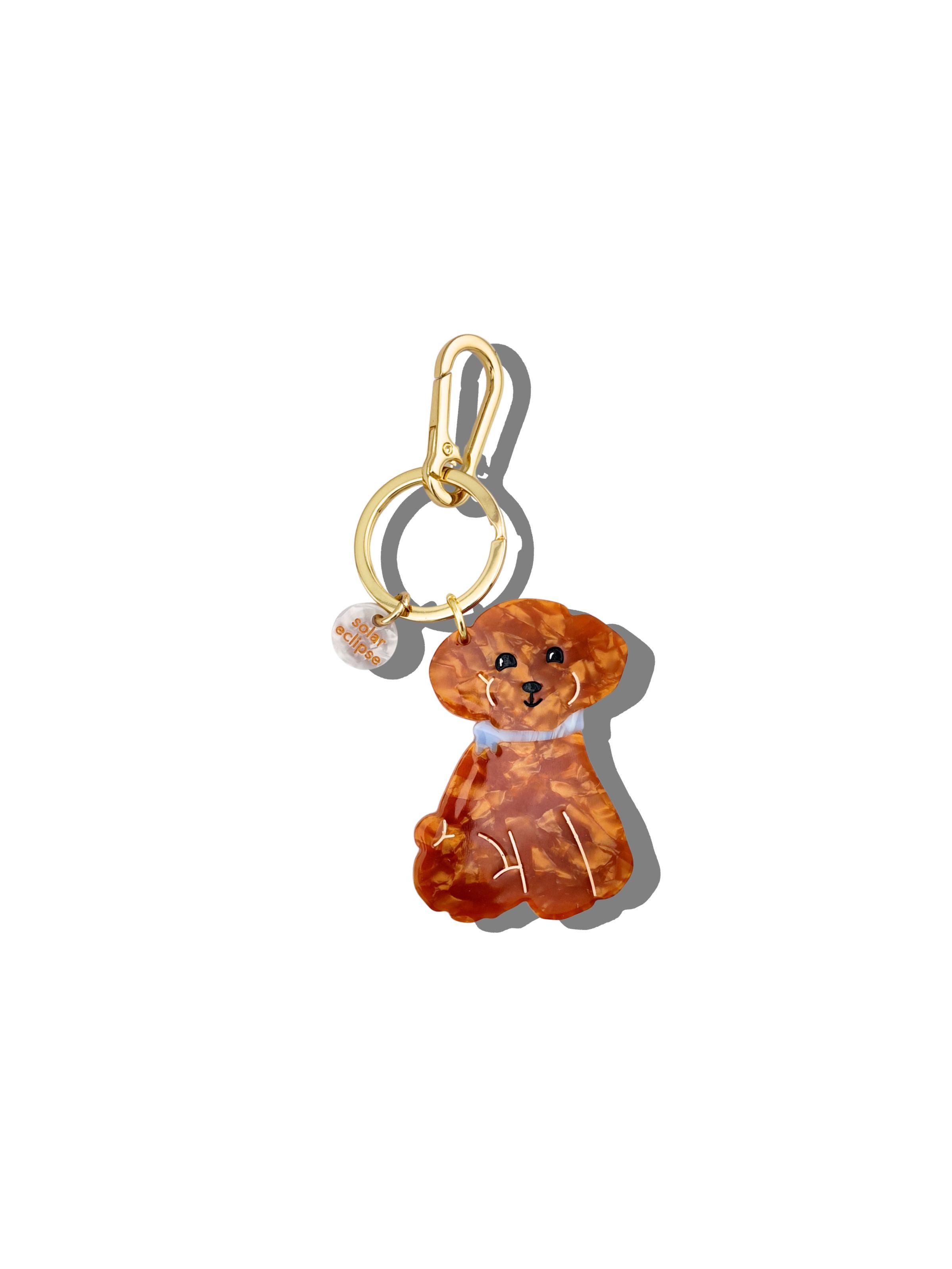 Hand-painted Doodle Puppy Bag Charm + Keychain | Eco-Friendly