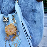 Hand-painted Celestial Sun Bag Charm + Keychain