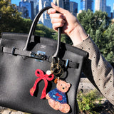Hand-painted Apres Ski Teddy Bear Bag Charm + Keychain