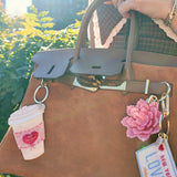Hand-Painted Cafe Coffee Cup Bag Charm + Keychain | Eco-Friendly