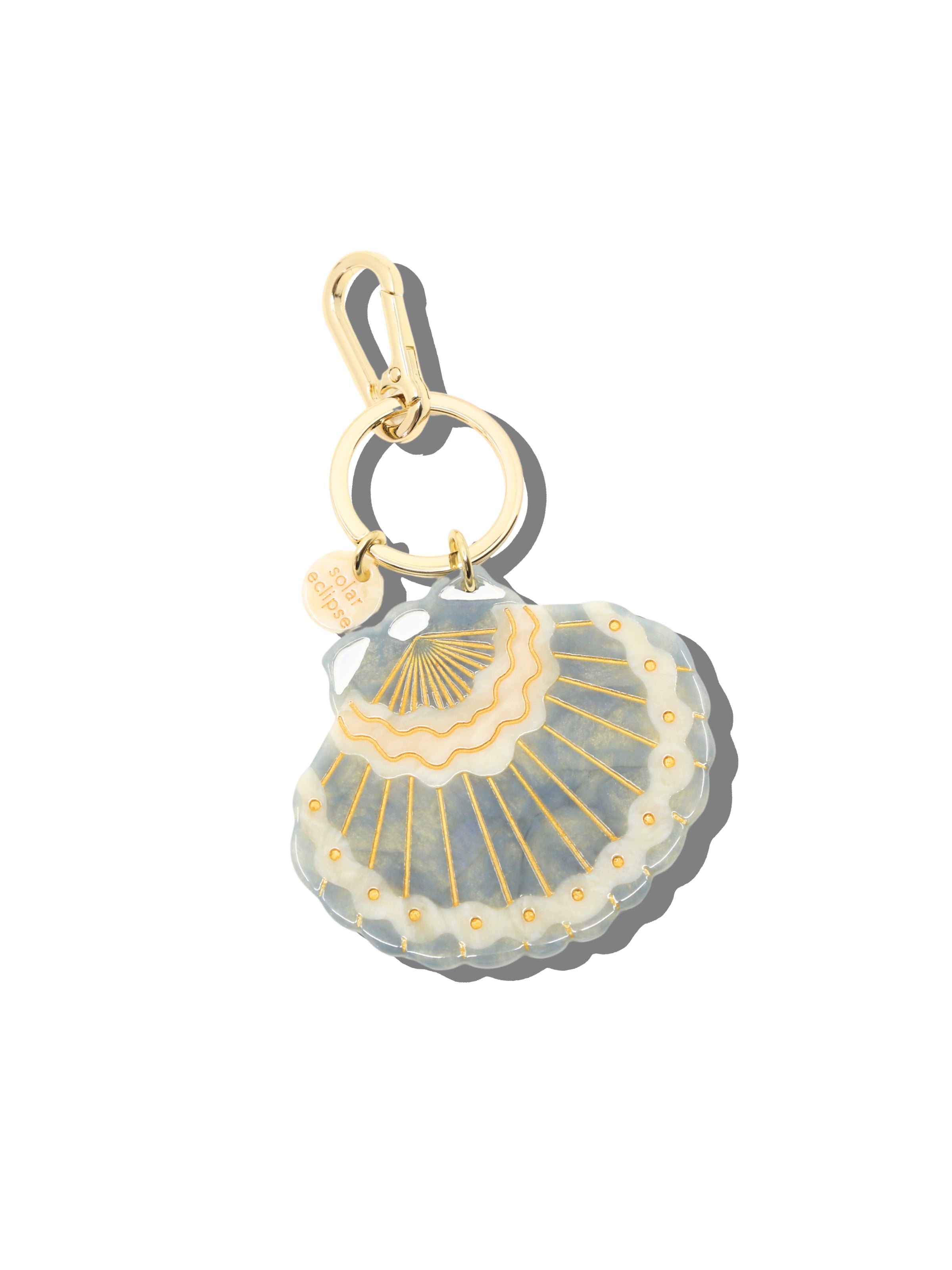 Hand-painted Scallop Seashell Bag Charm + Keychain | Eco-Friendly