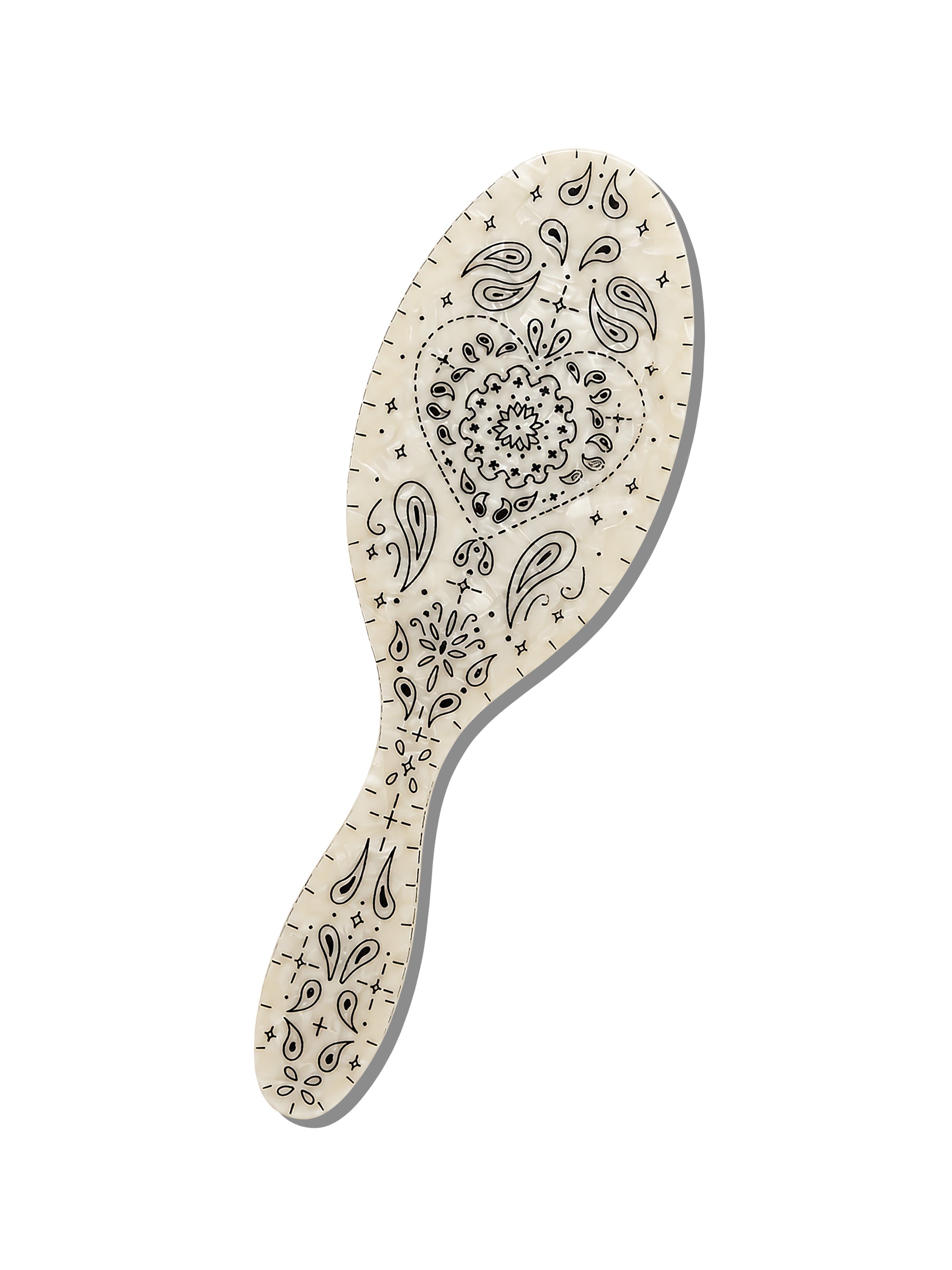 Hand-painted Cream Paisley Brush | Eco-Friendly