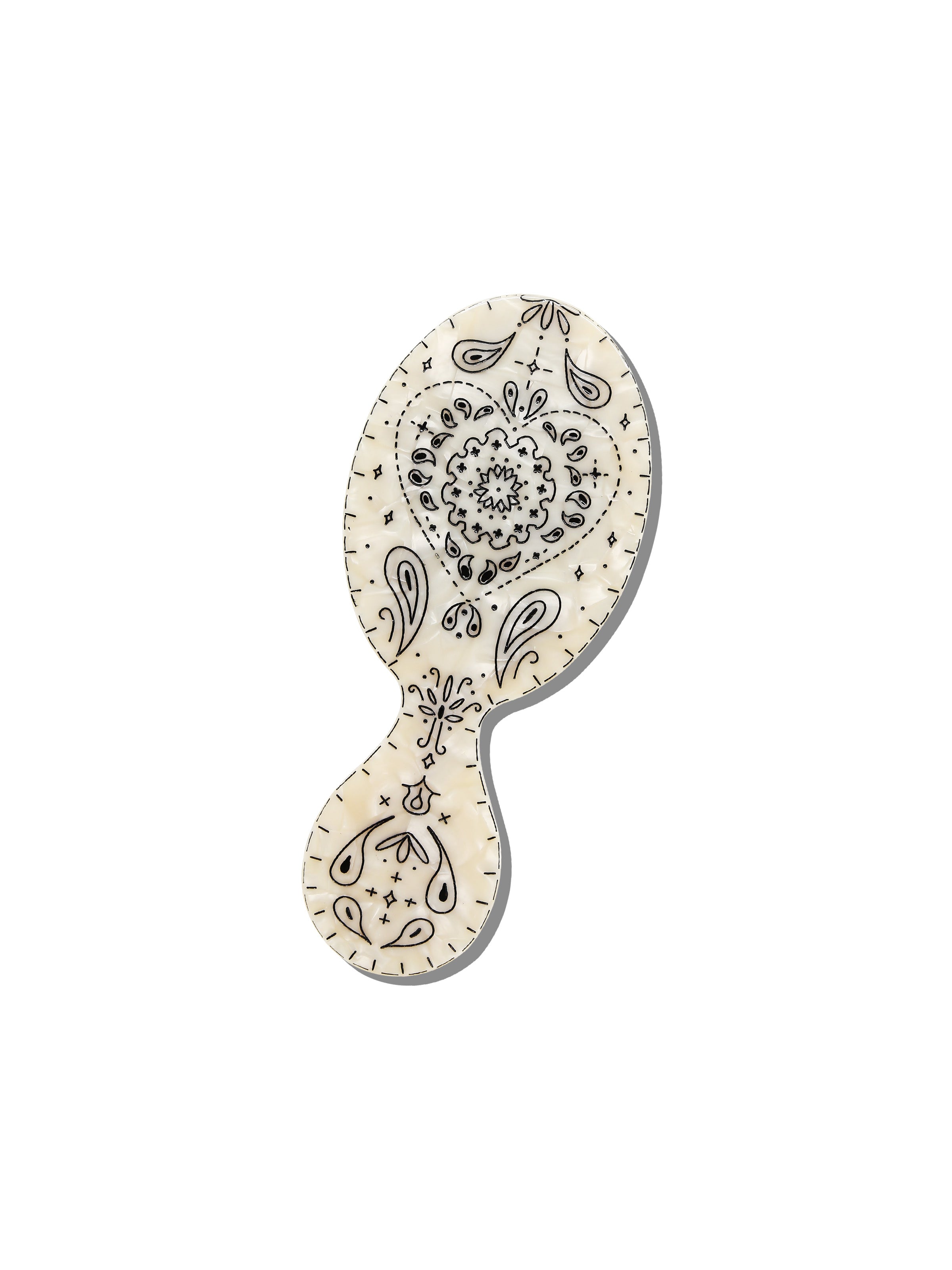 Hand-painted Cream Paisley Brush | Eco-Friendly