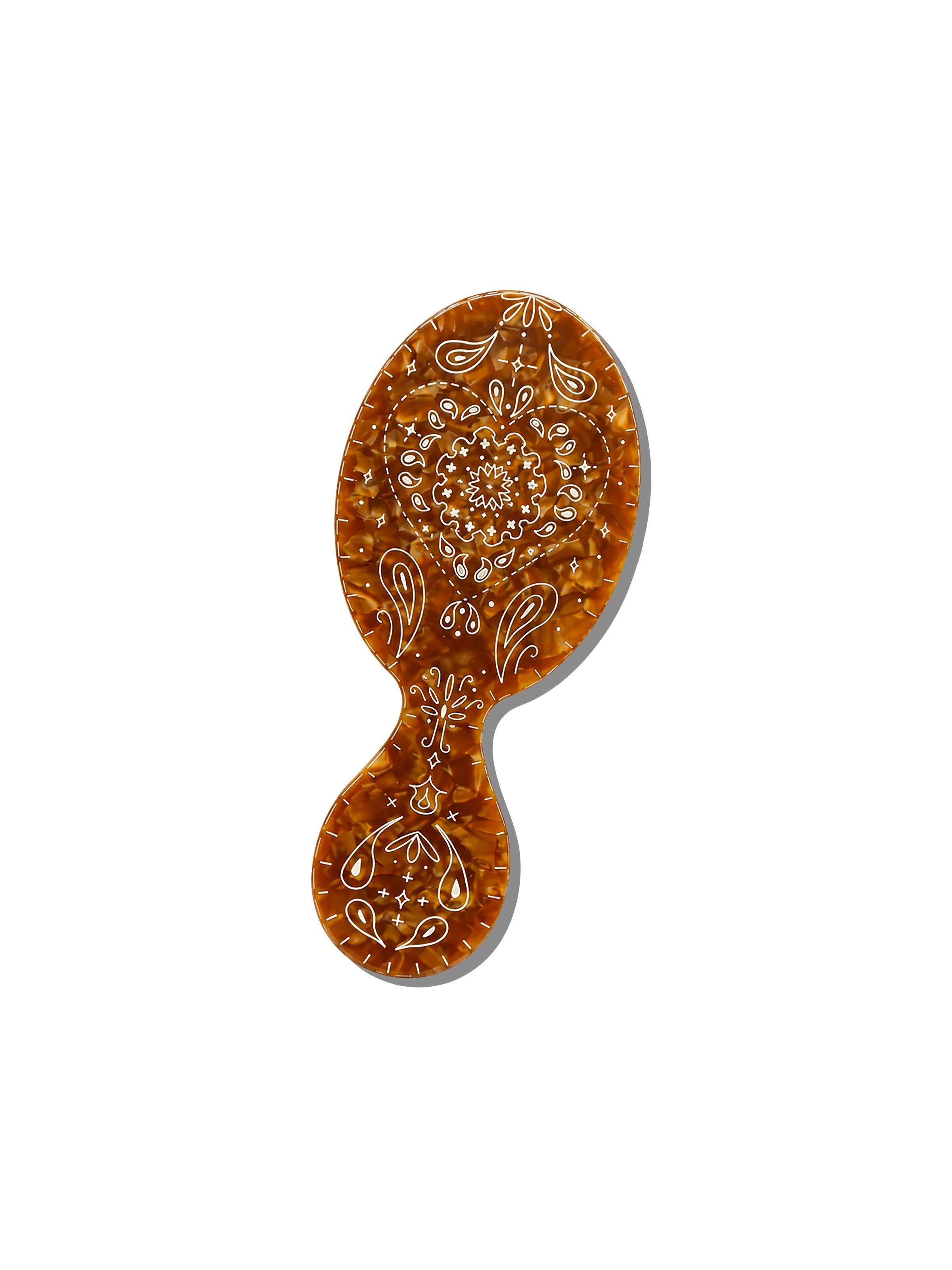 Hand-painted Brown Paisley Brush | Eco-Friendly