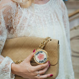 Hand-painted Tokyo Stamp Handbag Hero Pill Compact