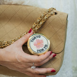 Hand-painted Tokyo Stamp Handbag Hero Pill Compact